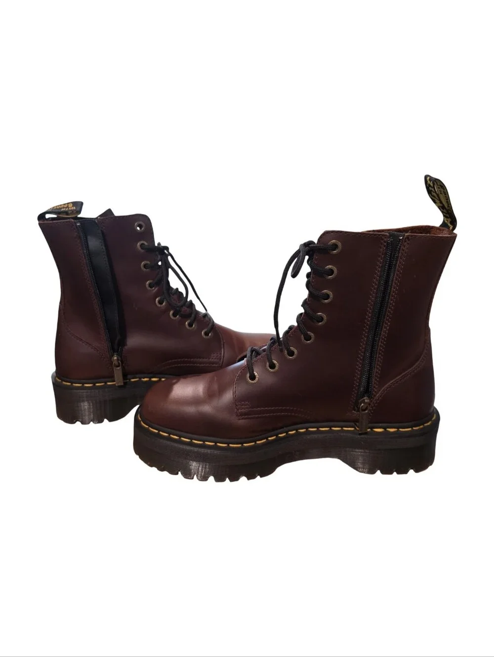 Dr. Martens Jadon Platform Leather Combat Boots Dark Cherry Brown Men's 11